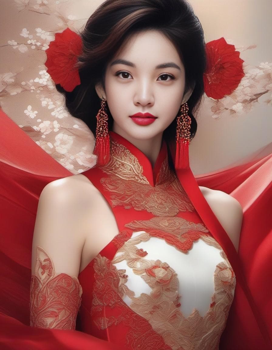 AI generated: red dress is a breathtaking masterpiece that demands attention from every onlooker. This stunning pi...