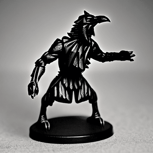 AI generated: Kenku crow, miniature, dnd game, high detail, sharp focus --ar 3:4
