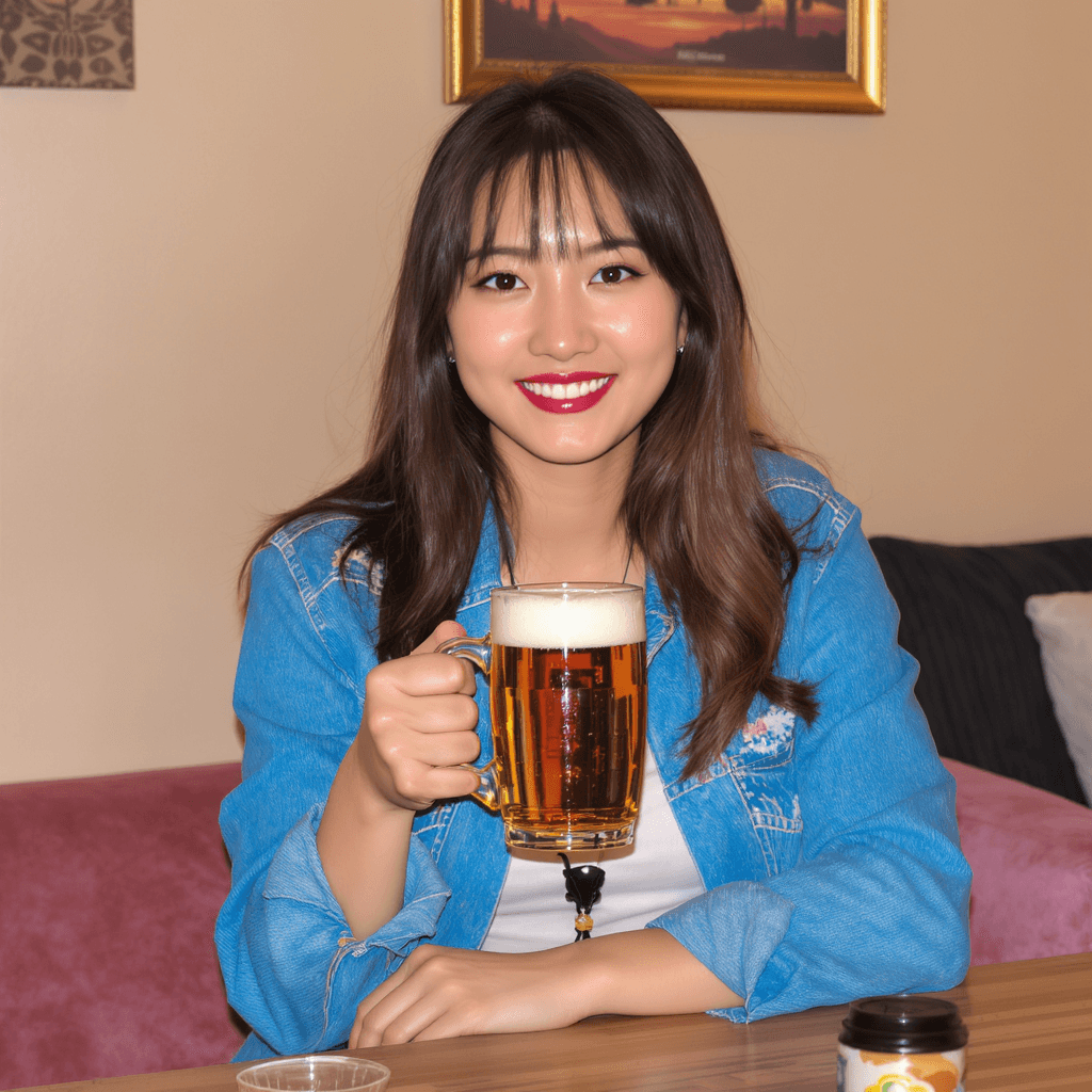 AI generated: the Kazakh modern girl who likes beer
