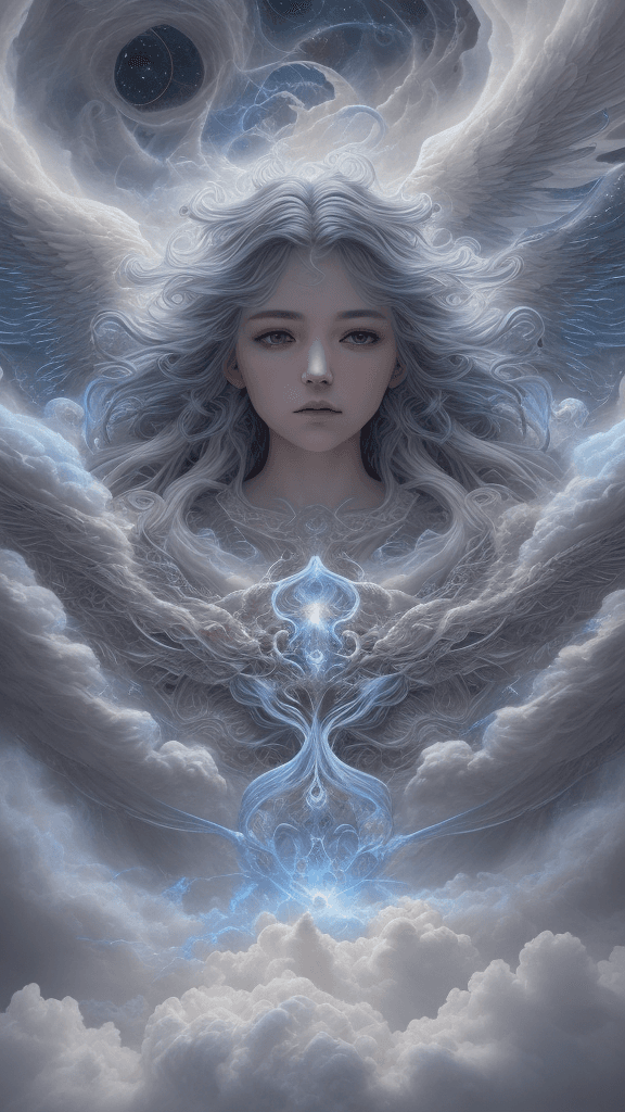 AI generated: (((closeup (HDR) A celestial drama unfolded in the ethereal heavens as thick clouds formed an awe-in...