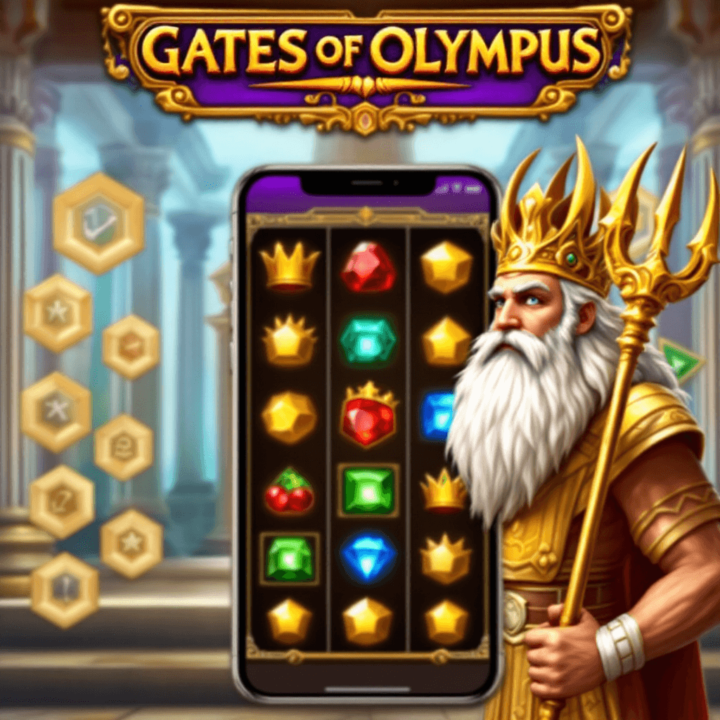 AI generated: The image is a digital illustration of the Gates of Olympus slot machine. The background of the imag...