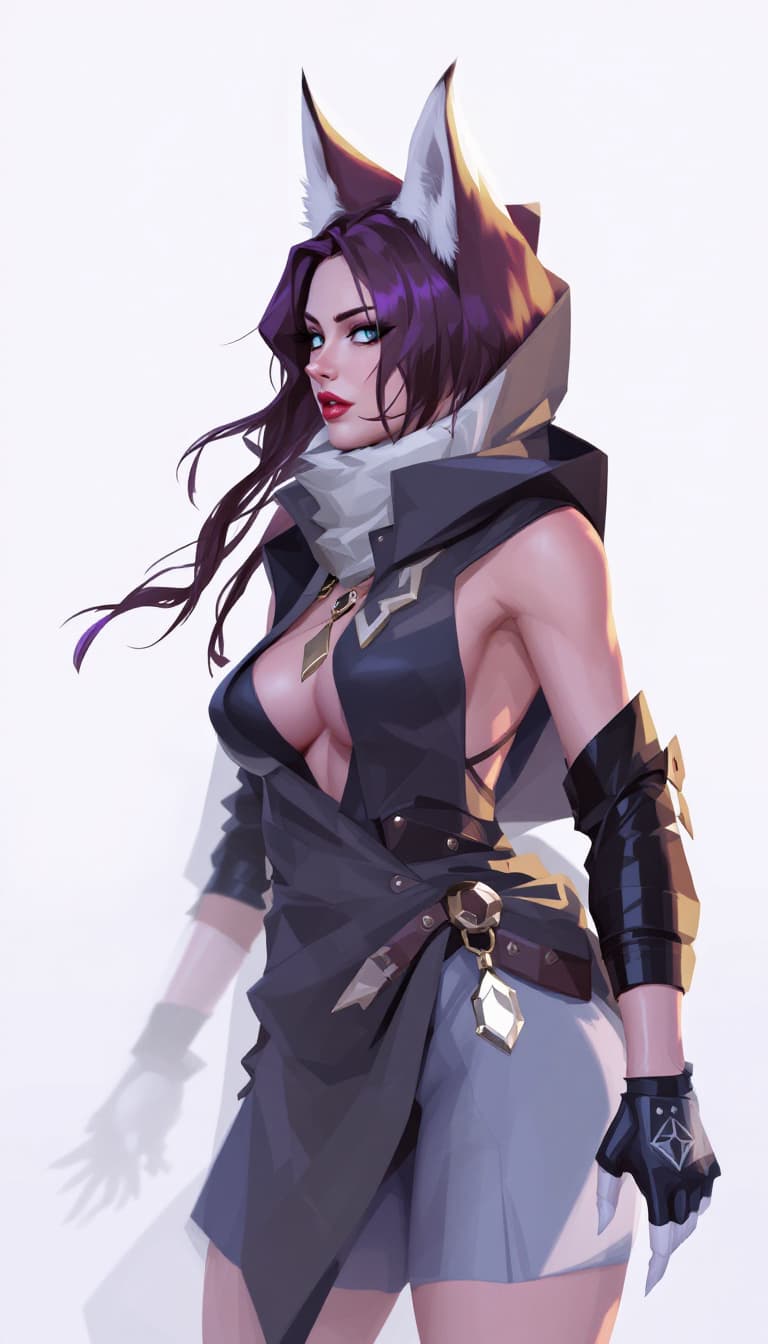 AI generated: digital painting of fox woman, comics art,, stylized