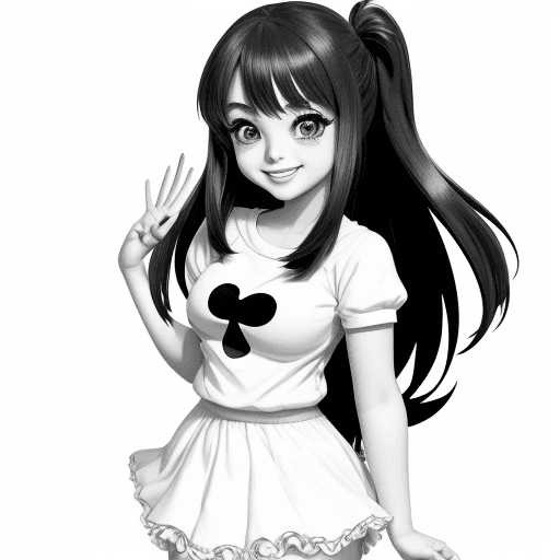 AI generated: Cartoon girl smiling, Anime cute, big beautiful eyes, standing, smile,{{{{{{black and white style}}}...
