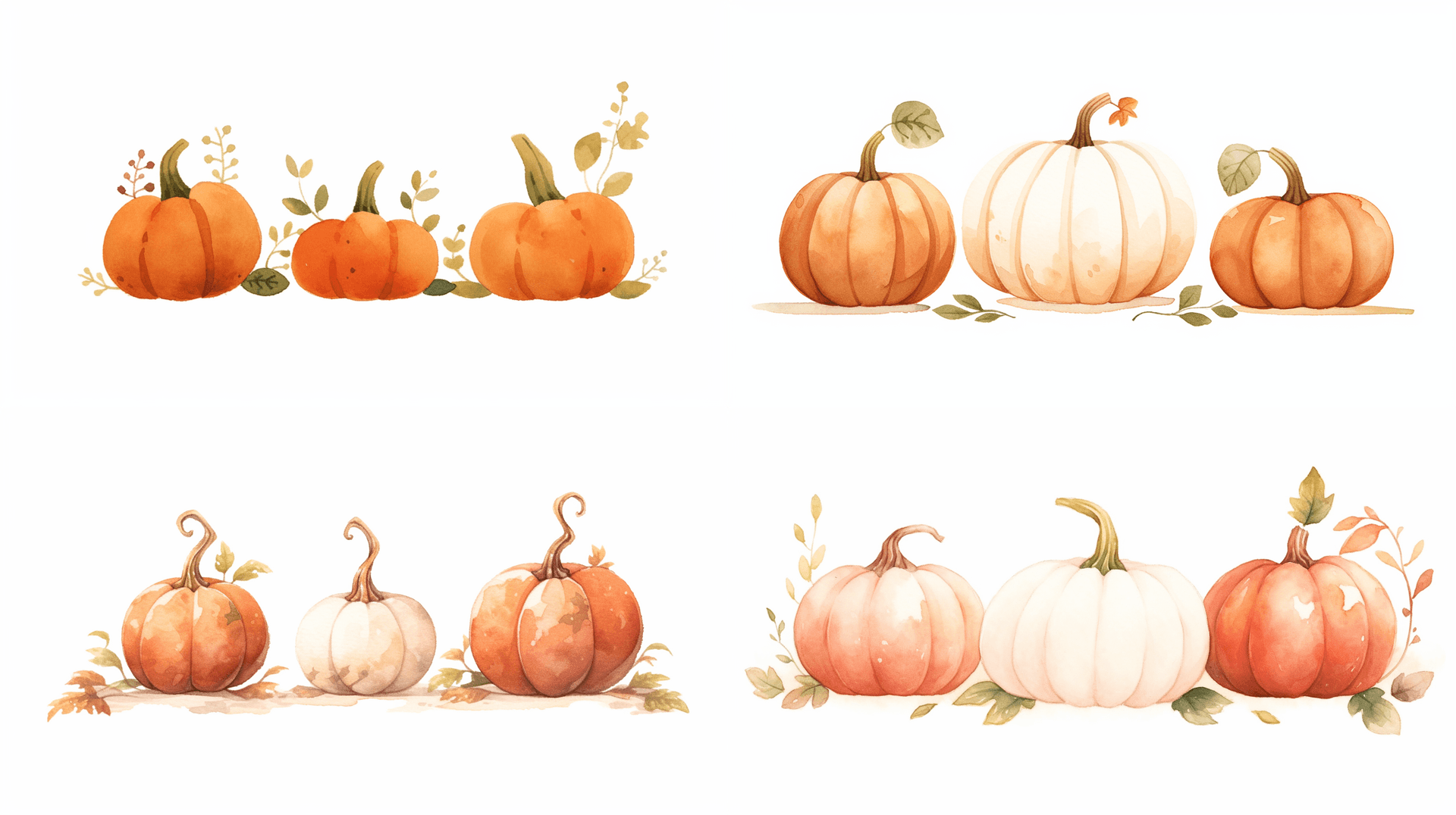 AI generated: An illustration of 3 pumpkins in warm autumn colors. white background, adding depth to the overall c...