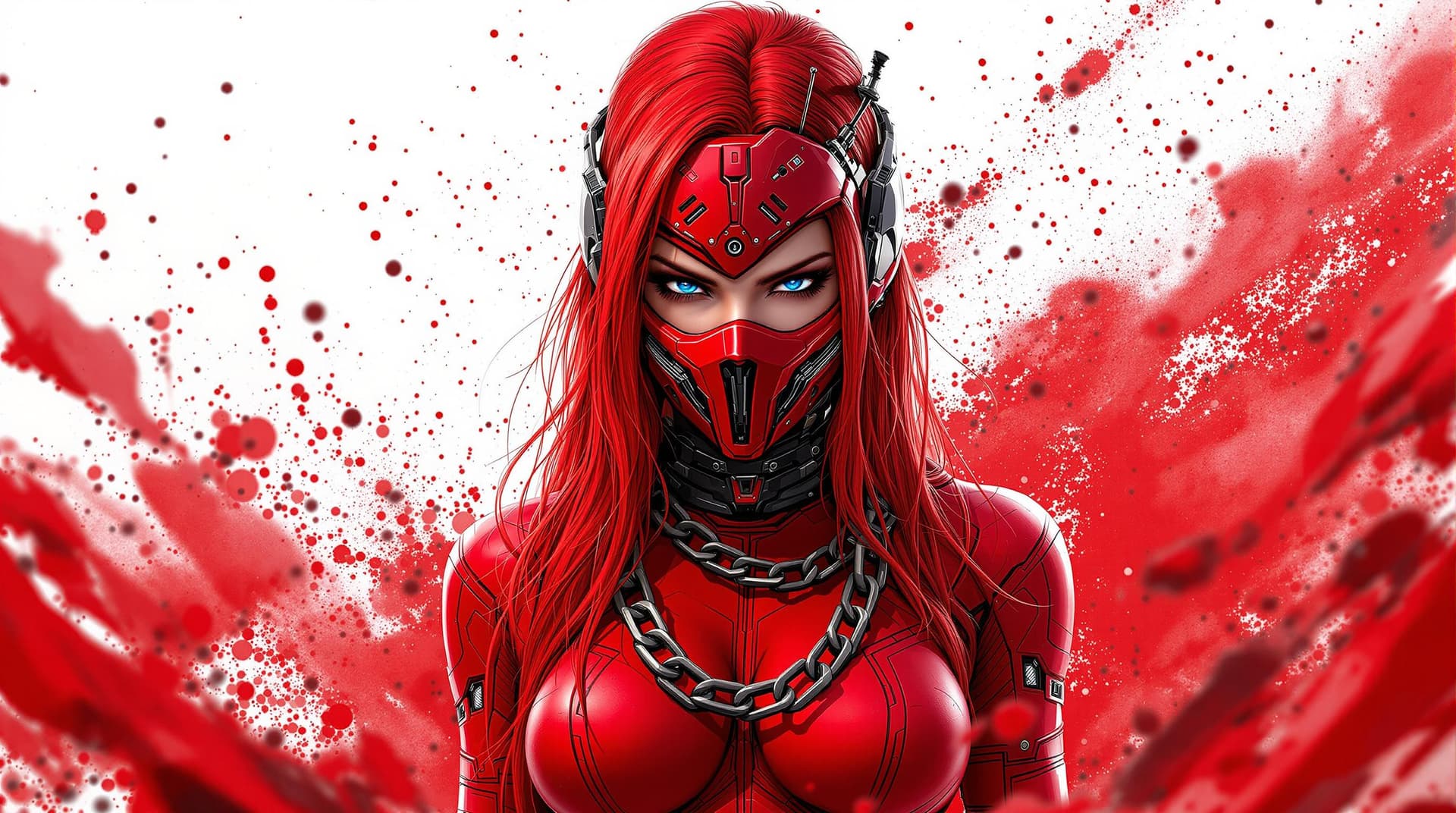 AI generated: A captivating digital artwork portrays a fierce female protagonist embodying a cyberpunk aesthetic. ...