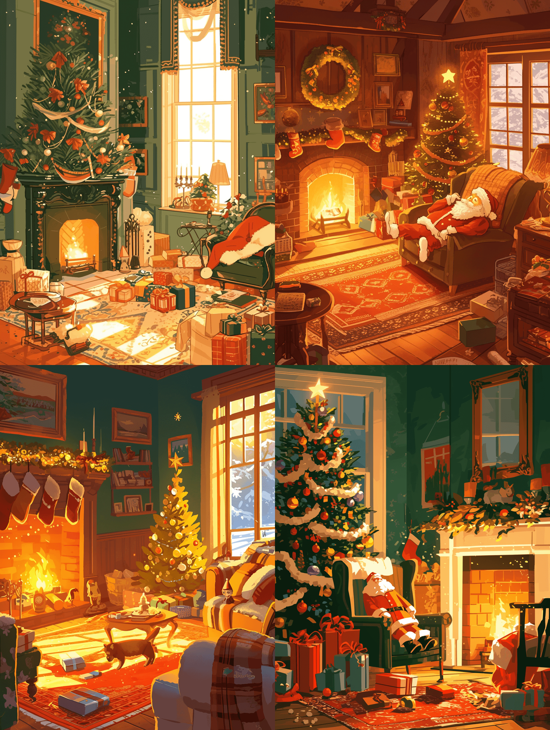 AI generated: Design a sticker that captures the essence of a typical warming home on christmas day, colonial-styl...
