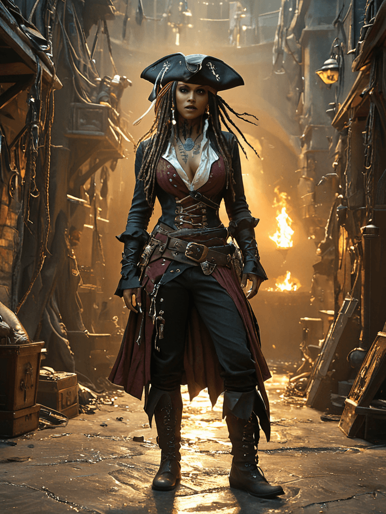 AI generated: realistic,highres,reality,<lora:FantasyWizardWitchesXLV3:1>,hkmagic,Full body view A commanding Nati...
