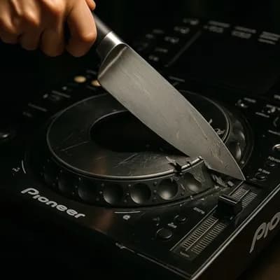 AI generated video: cut the cdj that is a cake