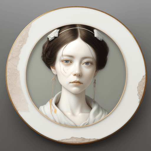 AI generated: Porcelain portrait, repaired using Kintsugi.