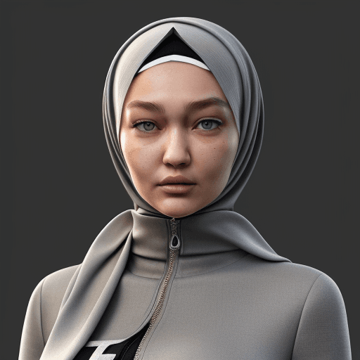 AI generated: Photo of a ultra realistic Gigi Hadid, in Hijab outfit, hyper realistic, extreme details.