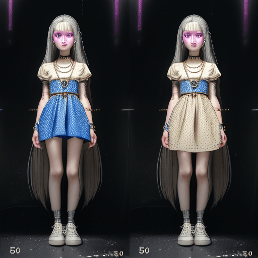 AI generated: [[[((clothes with the smallest details)), a young girl with straight long hair, a blue dress with wh...
