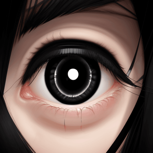 AI generated: Sad girl with black ropes in her eyes, black ropes coming out from her eyes