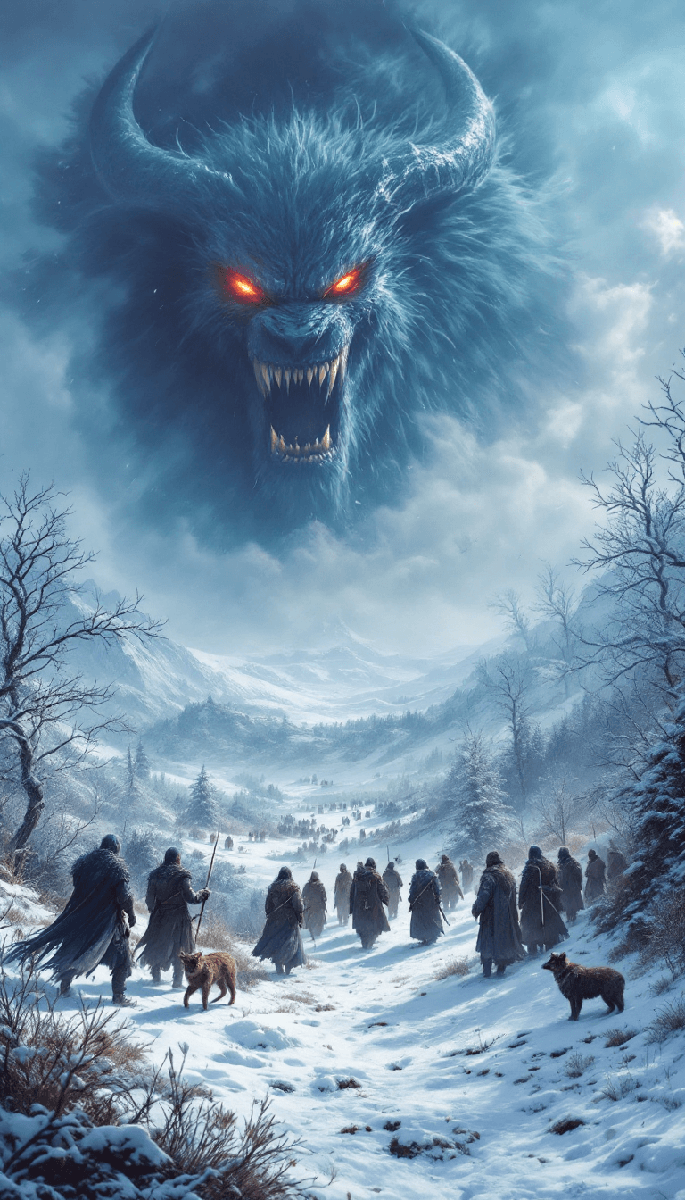 AI generated: truce game of thrones, in the style of detailed hunting scenes, Demon impressive panoramas, animated...