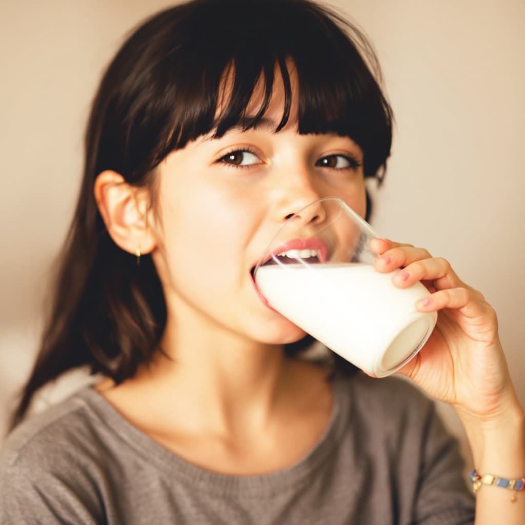 AI generated: Girl with Milk in her mouth