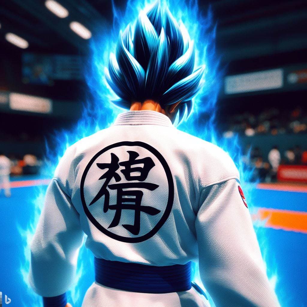 AI generated: Generate an image of a male character in Dragon Ball anime-inspired style by Naohiro Shintani. He pa...