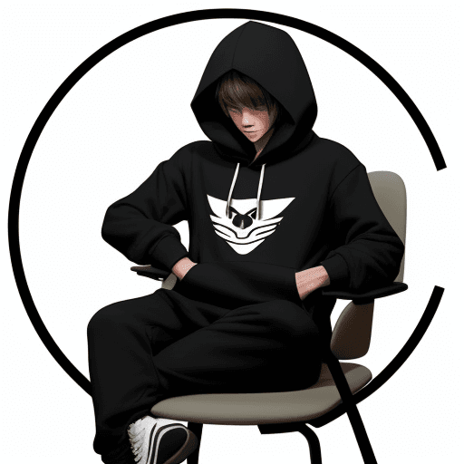 AI generated: Create character with hoodie , sitting on chair at desk in a dimly lit room, looking at pc screen, s...