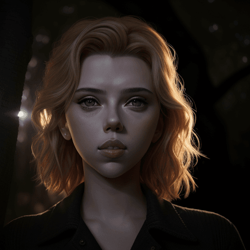 AI generated: Girl - Scarlett Johansson - portrait - photo
daylight - tree -GOBO Light
