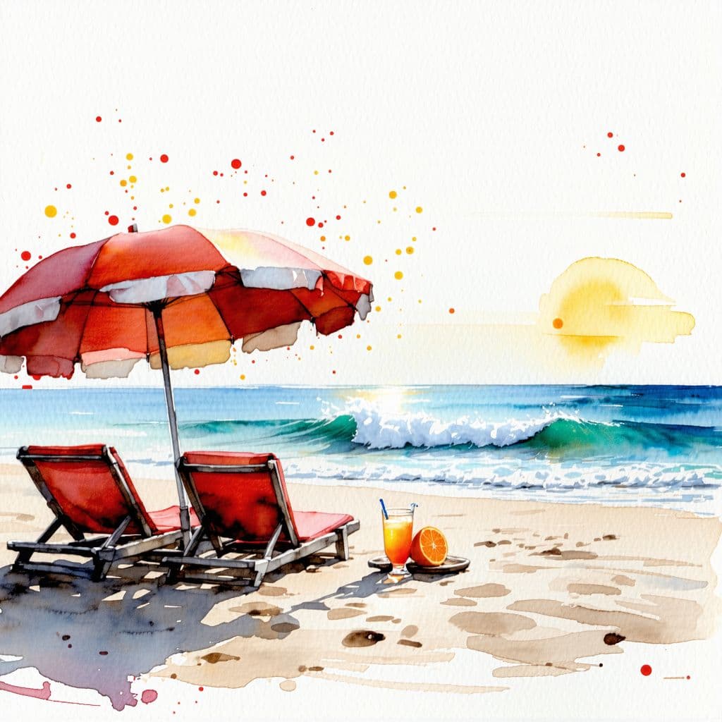 AI generated: Summer Holiday watercolour style with size 128x128
