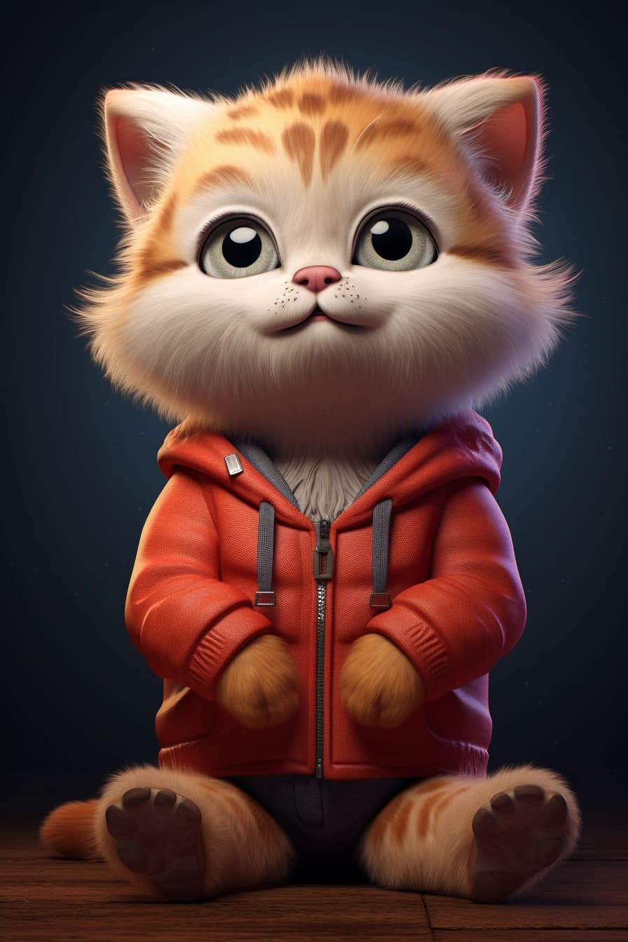 AI generated: cat cartoon character sitting drawn in casual game style full body ::2 details 4k, 35mm lens, upligh...
