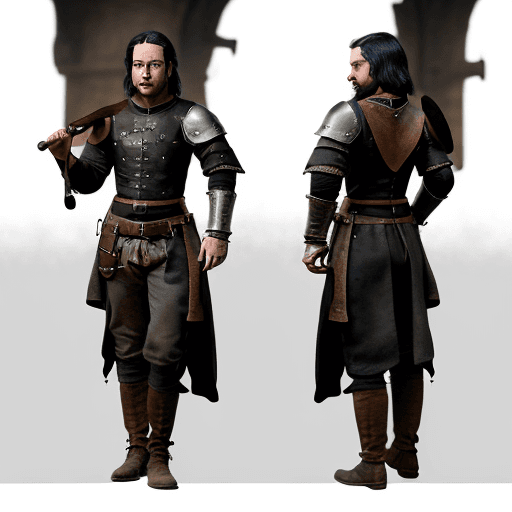 AI generated: Blunderbuss in hand, medieval, engineer, leather jerkin, renaissance, dirty looking, Pouch over shul...