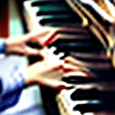 AI generated: Medium wide-angle, photograph of, a lovely piano teacher, a 25 year old woman sitting beside me at a...