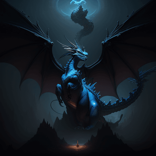AI generated: darkness beautiful royal huge dragon with scale wings, Magic the gathering, in spiral smoke in dark ...