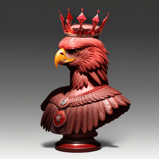 AI generated:  red eagle with the crown on it head with a transparent background