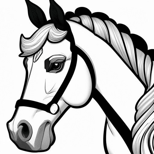 AI generated: horse, black lines white background, clean simple line art, no background, clean coloring book page,...