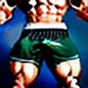 AI generated: 1boy, bara, muscular, biceps, underwear, bulge, red_eyes, looking at viewer, <lora:f_con:0.81>