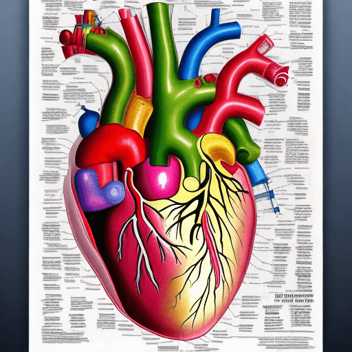 AI generated: anatomy poster of human heart::  technical drawing:: infographic:: engineering blueprints:: handwrit...