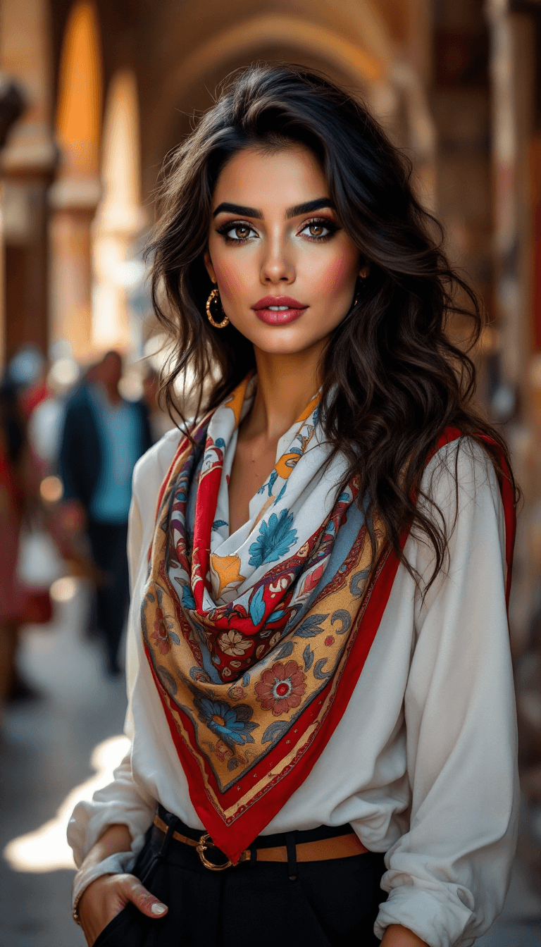AI generated: /imagine prompt: full body  beautiful Persian woman with striking light brown eyes, thick dark eyebr...
