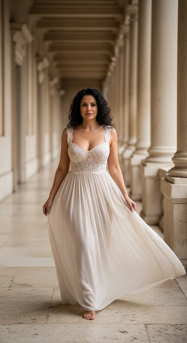 AI generated: A Honduras 5ft woman 40 year old short woman, light skin, with large natural breasts, cup size DDDD,...