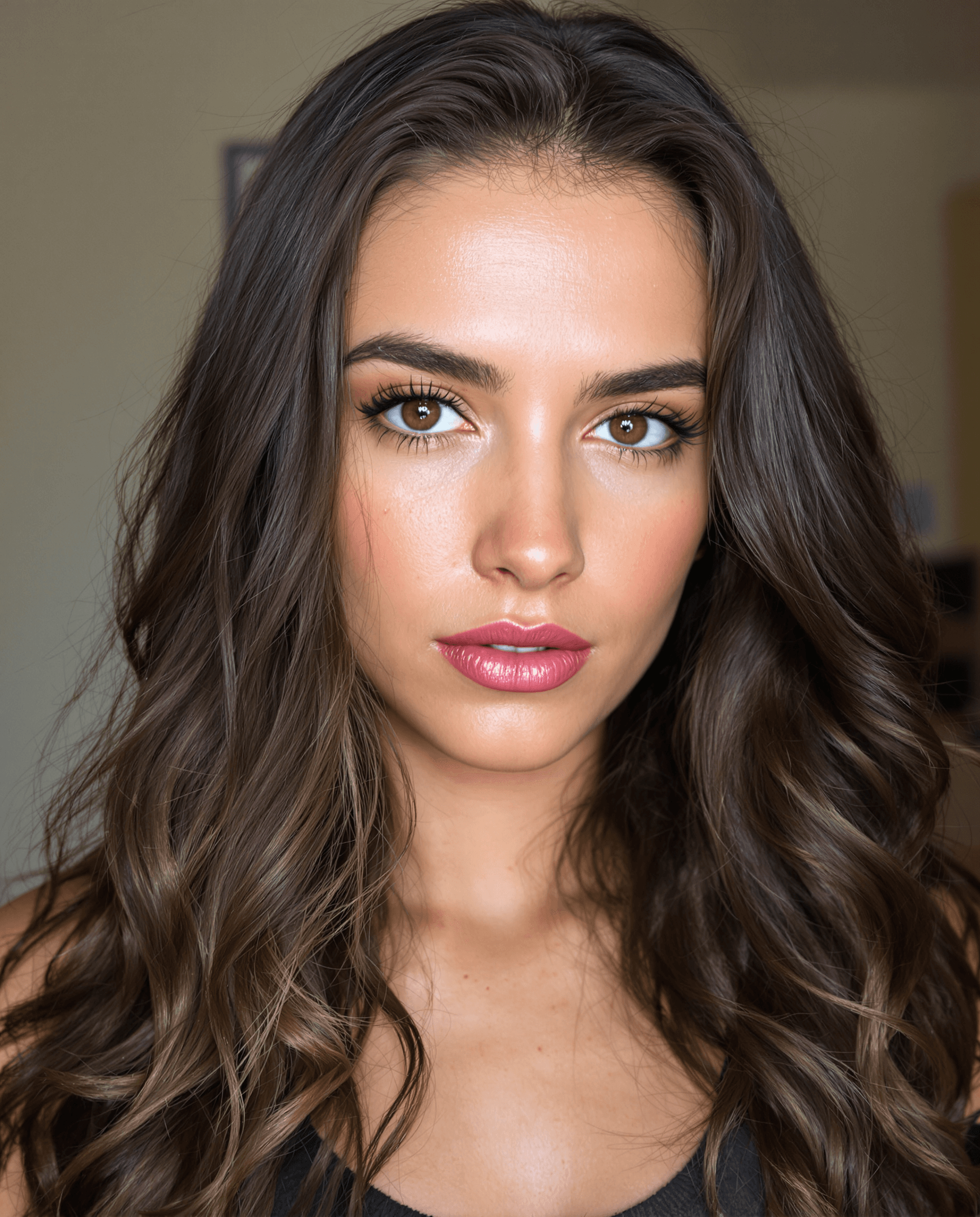 AI generated: " stunning, hyper-detailed portrait of a 30-year-old brunette. Her eyes are medium hazel and her gaz...