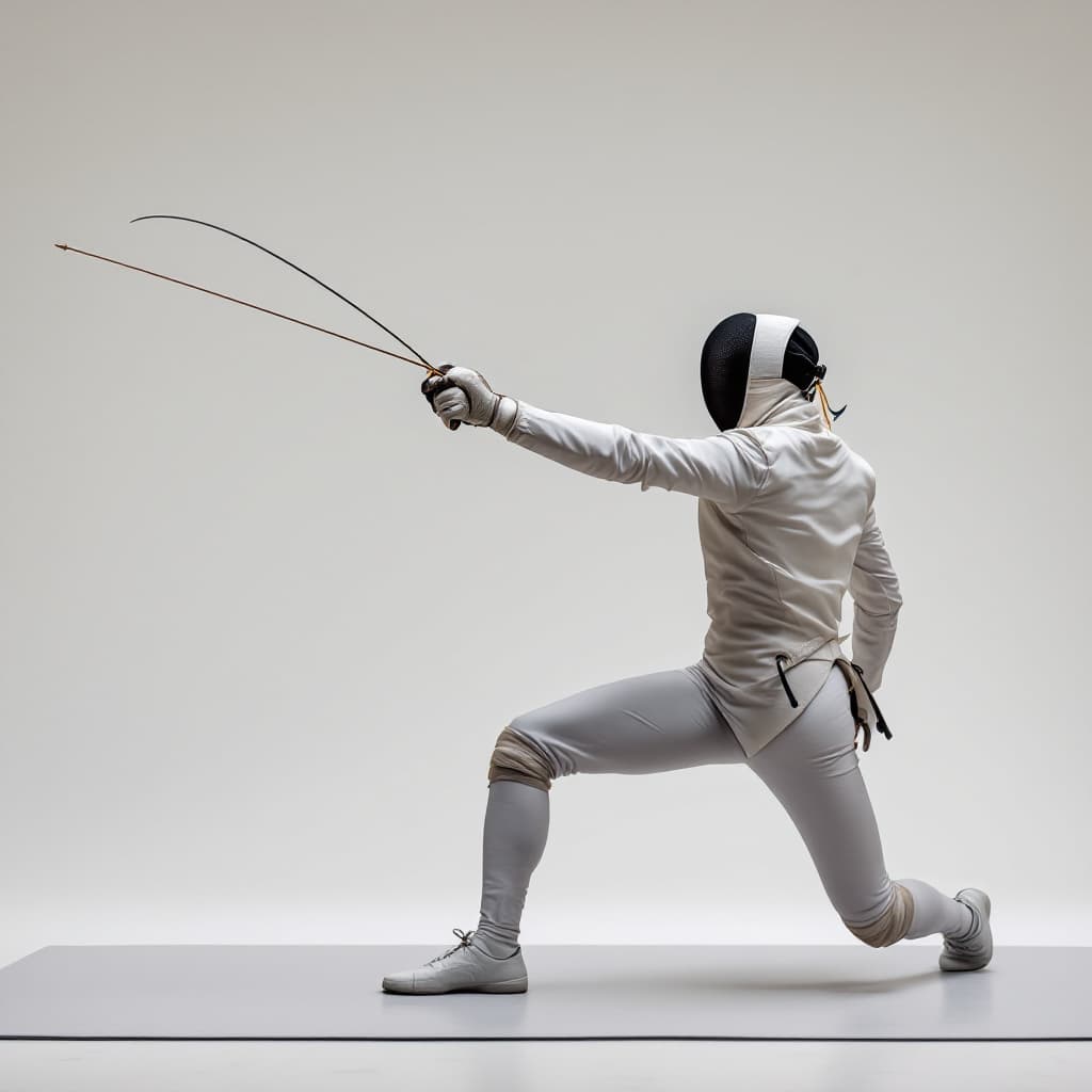 AI generated: A photo of an epee fencer doing a lunge