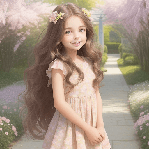 AI generated: Create an image of a cheerful and kind young girl with soft, glowing skin and warm, expressive eyes....