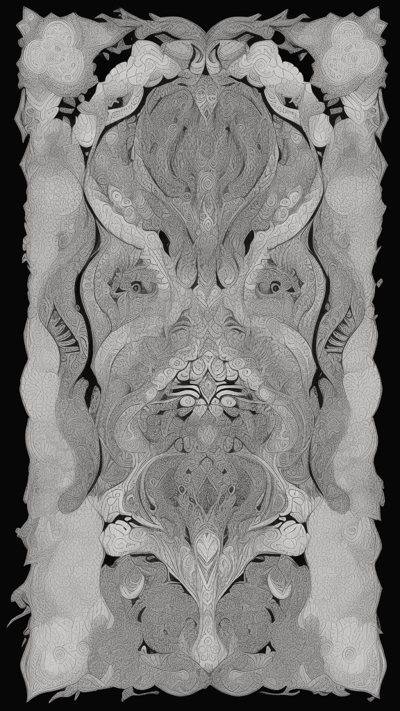 AI generated: a medium-quality illustration of an adventurous adult coloring book with bold medium outlines in bla...