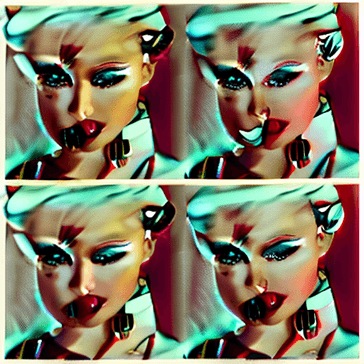 AI generated: professional detailed photo of a beautiful skinny young girl with heavy makeup and jewelry and big b...