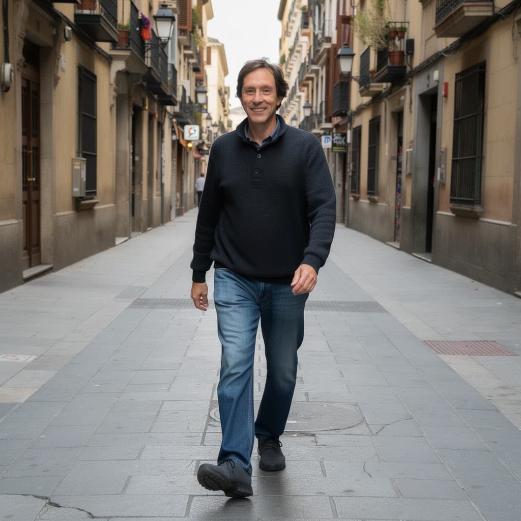 AI generated: Hombre paseando por las calles de Madrid