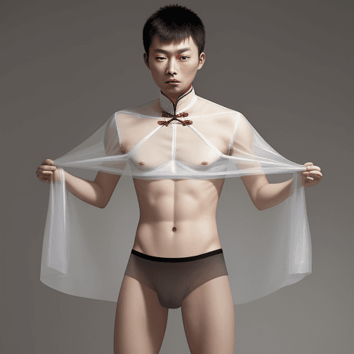 AI generated: A chinese man wearing see through underwear 