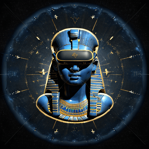 AI generated: deeply carved Egyptian hieroglyphic depicted in ancient dark blue stone of an Egyptian god wearing a...