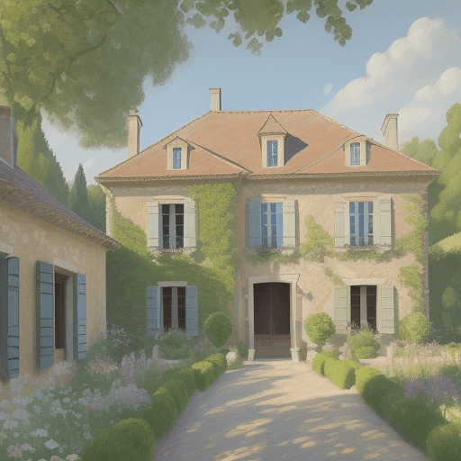 AI generated: Impressionist painting of a French Manor House in Provence, oil on canvas, in the style of Paul Ceza...