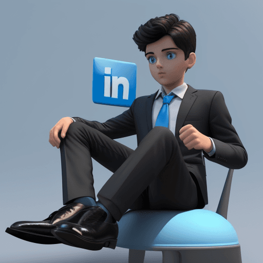 AI generated: Create a 3D illustration of an boy animated character sitting casually on top of a social media logo...