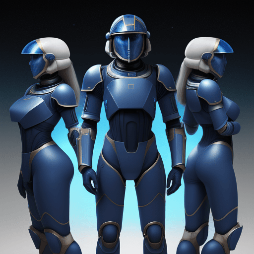 AI generated: thousends of future spacesoldiers in blue armor, 8k 