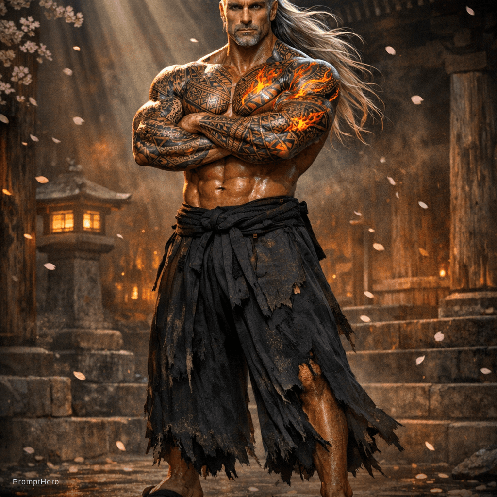 AI generated: (masterpiece, best quality, ultra-detailed, photorealistic, 8k, hyperrealistic), solo muscular man 4...