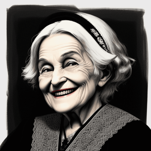 AI generated: high contrast image of an old woman smiling