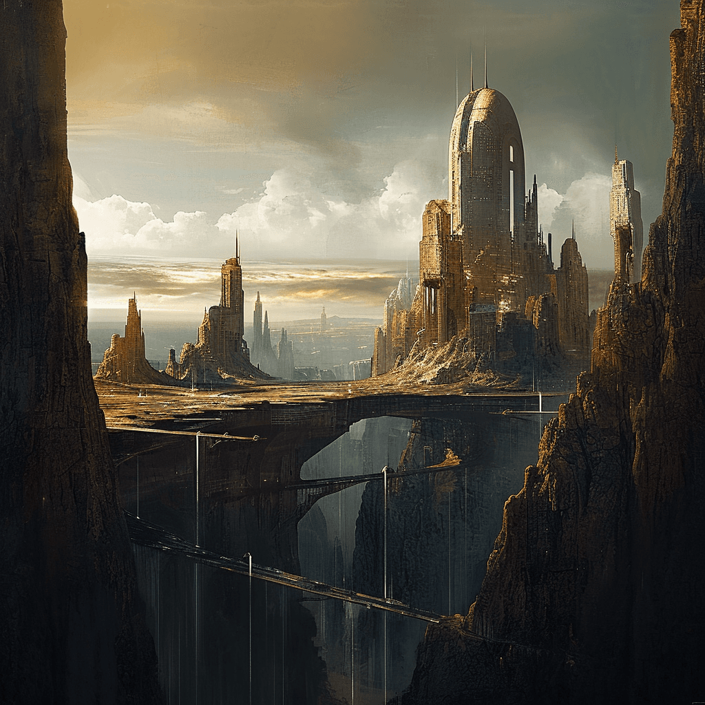 AI generated: Alien ruins, sci fi, soft light, golden ration, far future, sharp focus, studio photo aesthetic, boa...