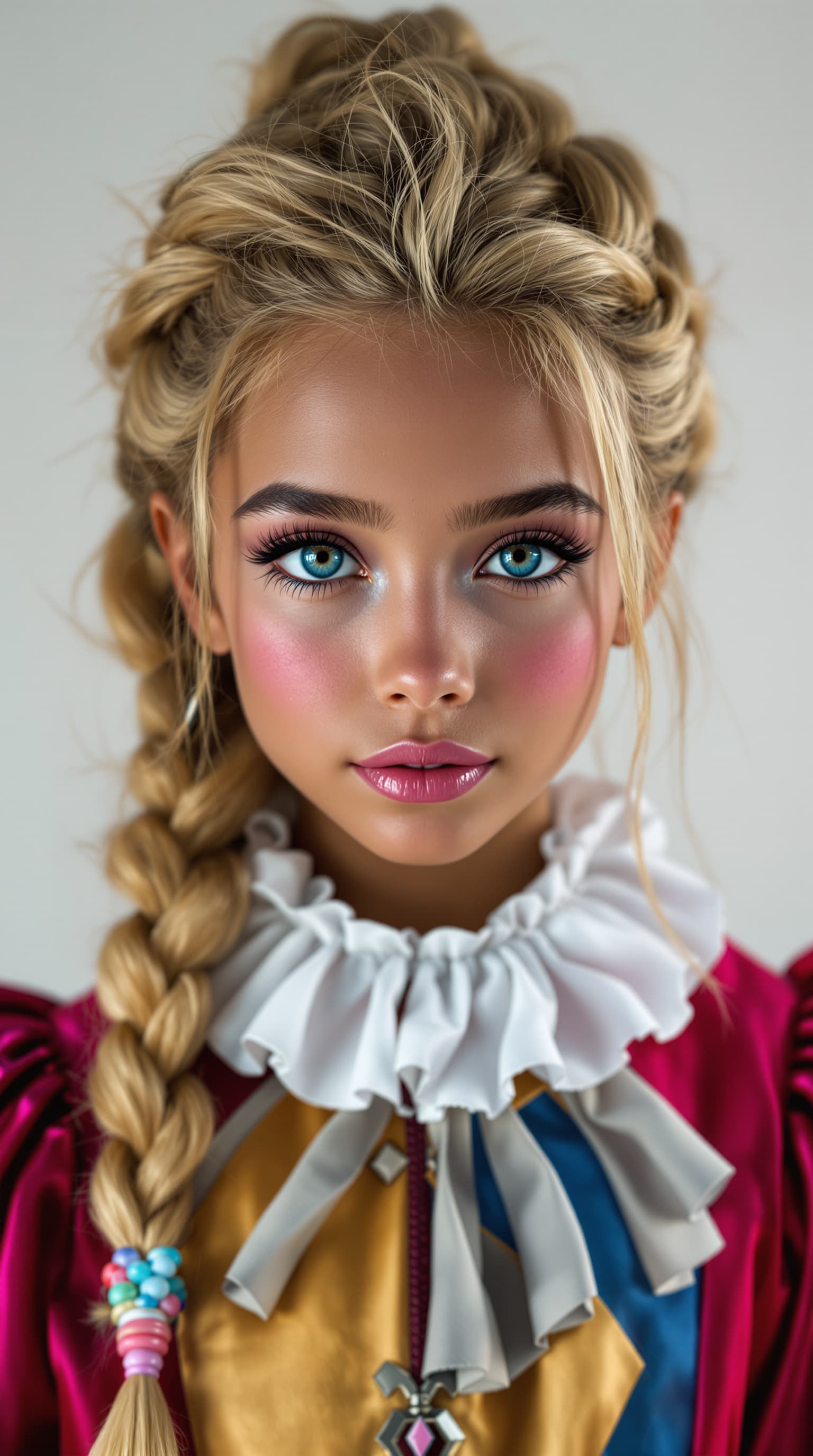 AI generated: A professional photograph captures the most beautiful 4th-grade girl in the world, portrayed as a je...