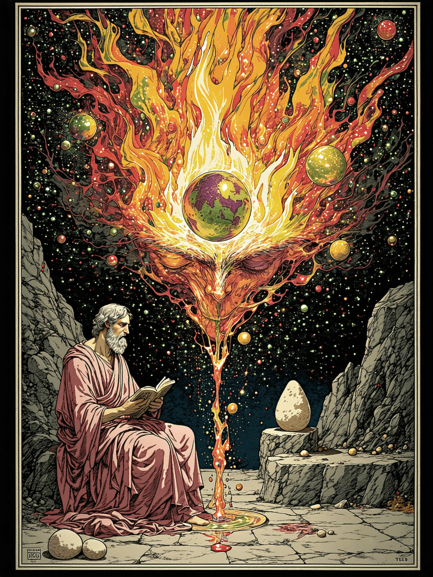 AI generated: Joan Baptista van Helmont the philosopher by fire and atoms are but bursting corpuscles. The seventy...