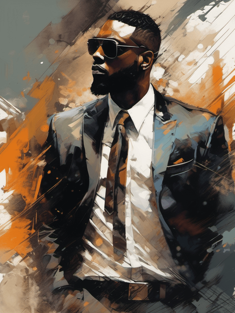 AI generated: gangsta's paradise, modern, brush strokes, muted colors, on textured canvas, dramatic, shallow depth...