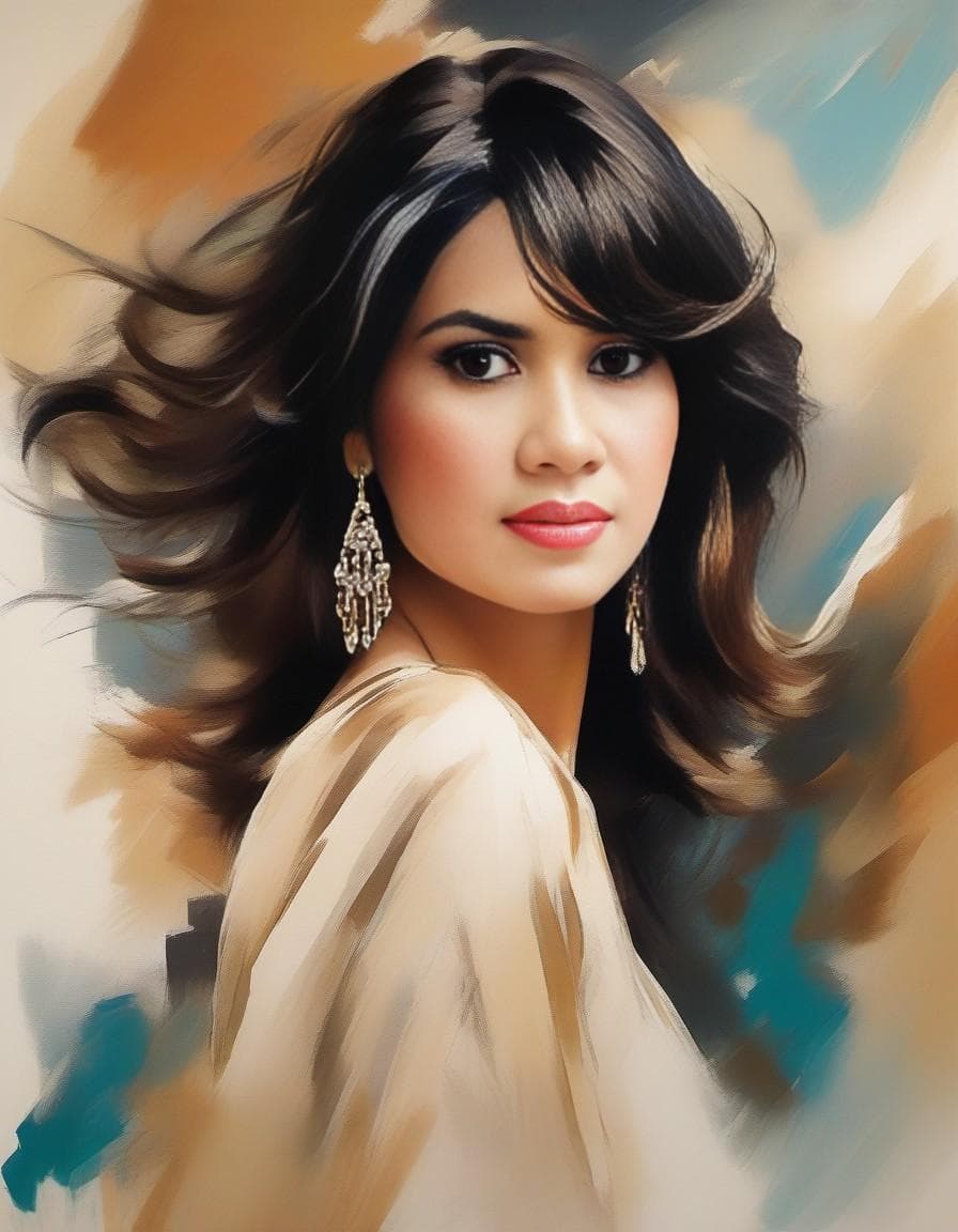 AI generated: Vintage fashion poster of an elegant woman with black hair, drawn in the style of Paul Kenton, featu...
